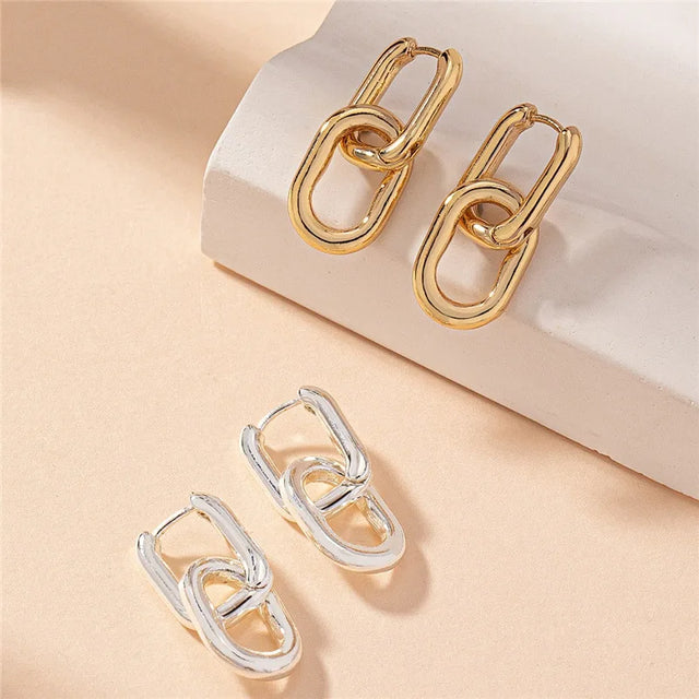Aretes 2 colores acero