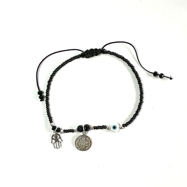 Pulsera de San Benito, mano Hamsa y ojo turco