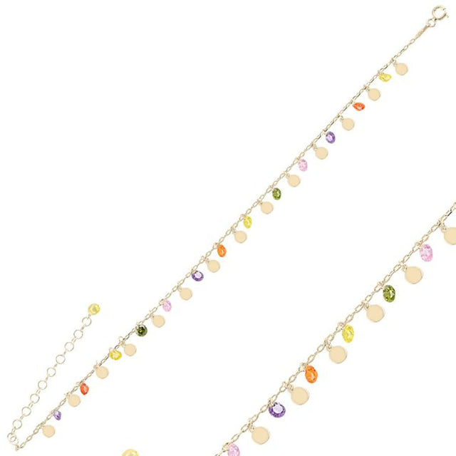 Tobillera con circonias multicolores