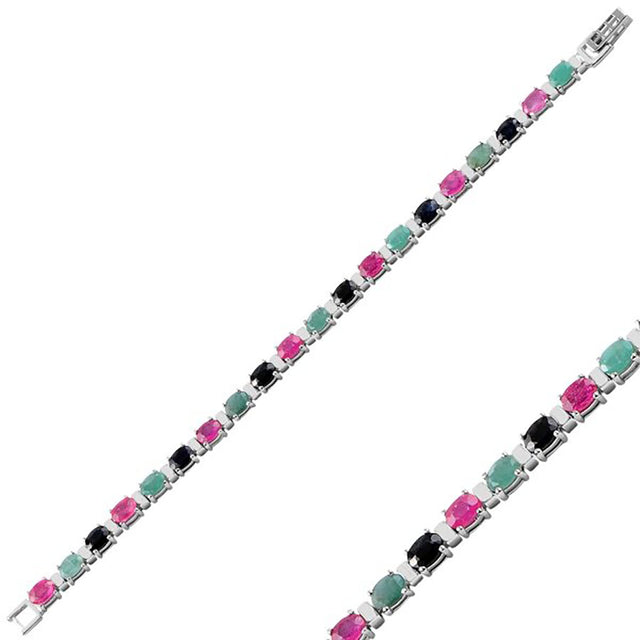 Pulsera con esmeraldas, rubíes y zafiros