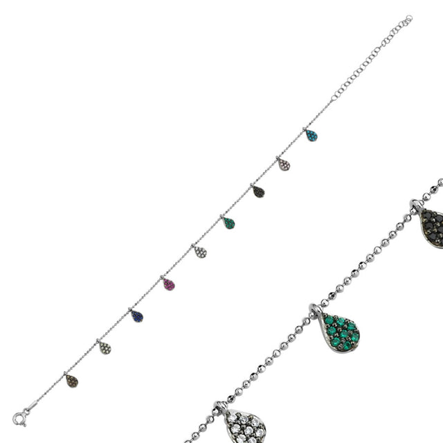 Tobillera con gotas de circonias