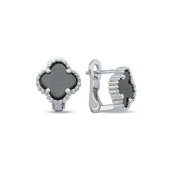 Aretes de trébol con ónix