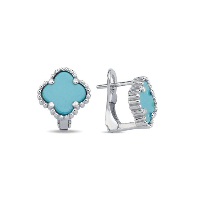 Aretes de trébol con turquesa