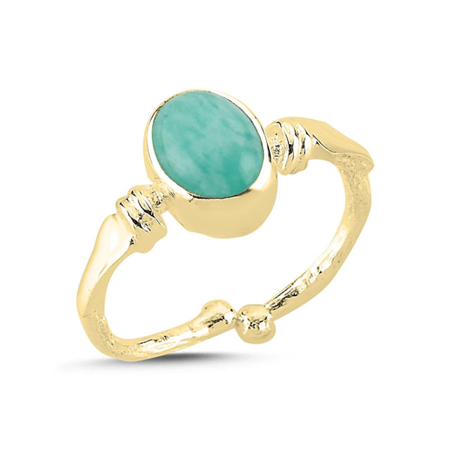 Anillo dorado con amazonita