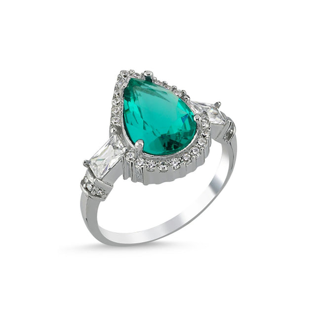 Anillo con circonia de gota