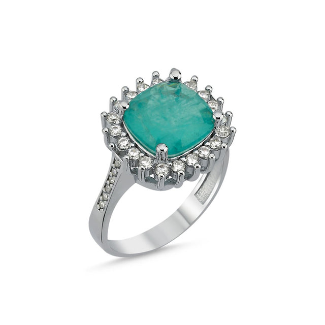 Solitario con circonia color paraiba
