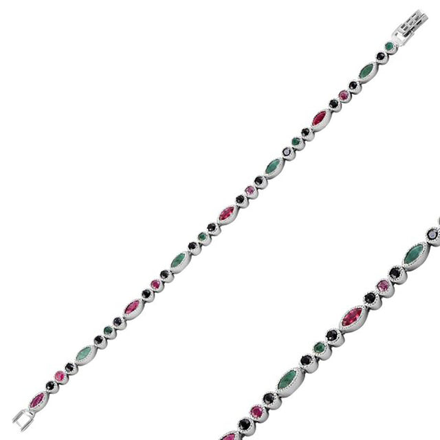 Pulsera con rubíes, esmeraldas y zafiros
