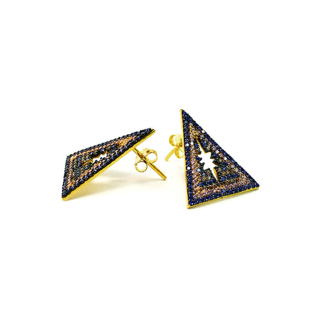 Aretes dorados de plata con circonias