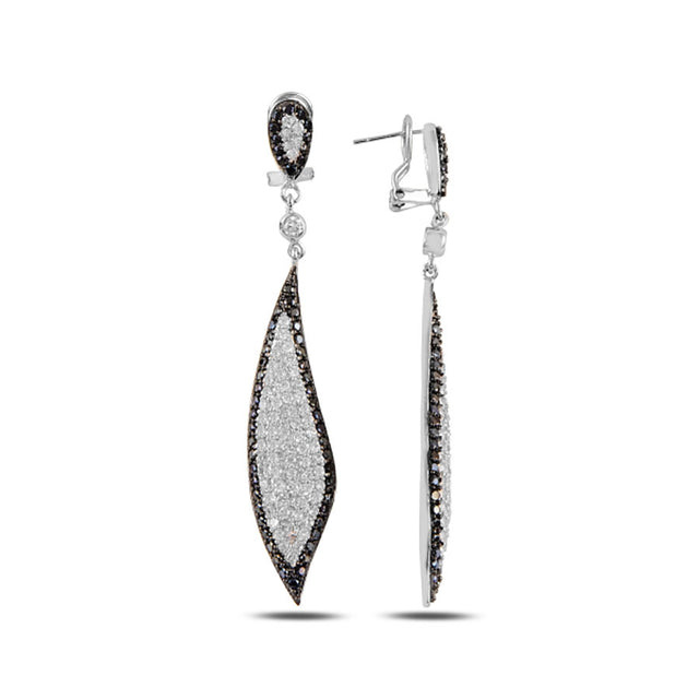 Aretes largos de plata y circonias
