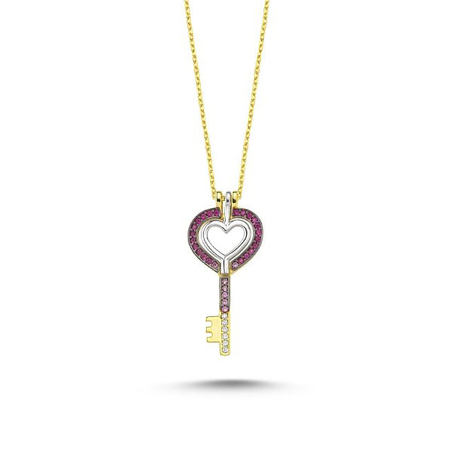 Gargantilla de llave y corazón móvil