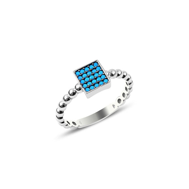 Anillo de cuadrado con turquesas