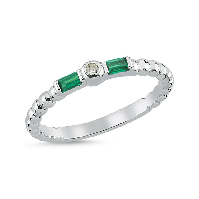 Anillo de plata con circonias verdes