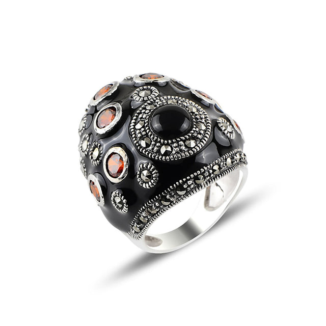 Anillo de plata con marcasitas y circonias