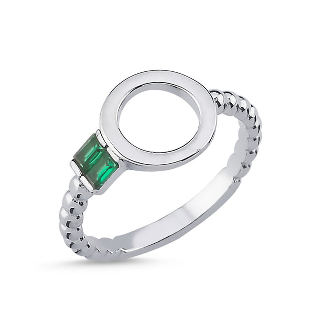 Anillo con circonias verdes y círculo