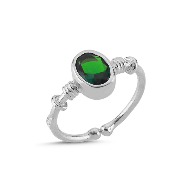 Anillo con circonia color esmeralda