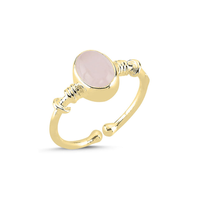 Anillo dorado con cuarzo rosa