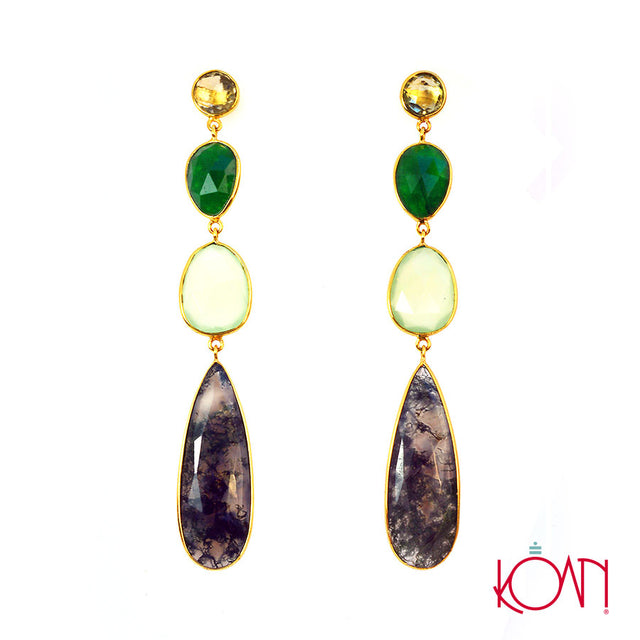 Aretes dorados con piedras semipreciosas