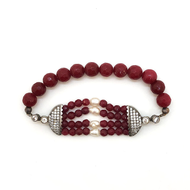 Pulsera con piedras semipreciosas rojas