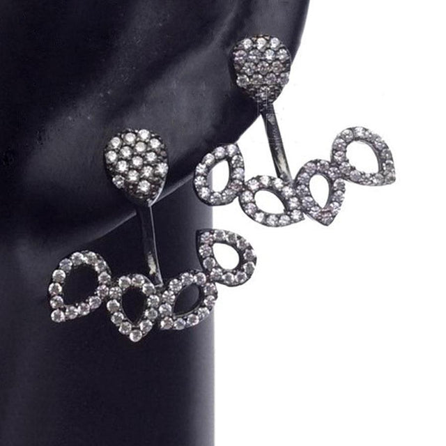 Aretes oxidados de plata con circonias