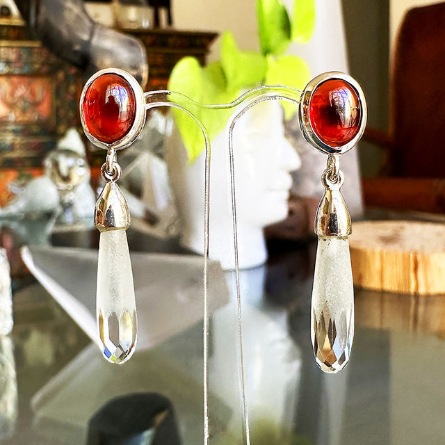 Aretes con aguamarina y granate